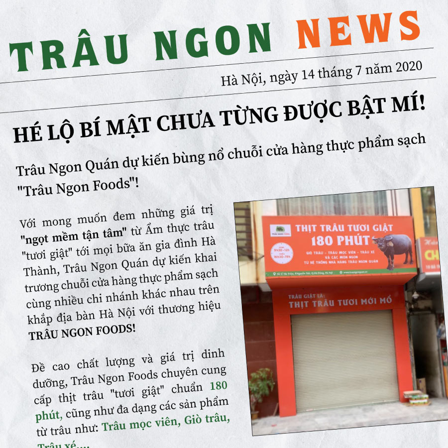 Ngay từ khi những tin tức đầu tiên được hé lộ, Trâu Ngon Foods đã nhận được sự quan tâm rất lớn...